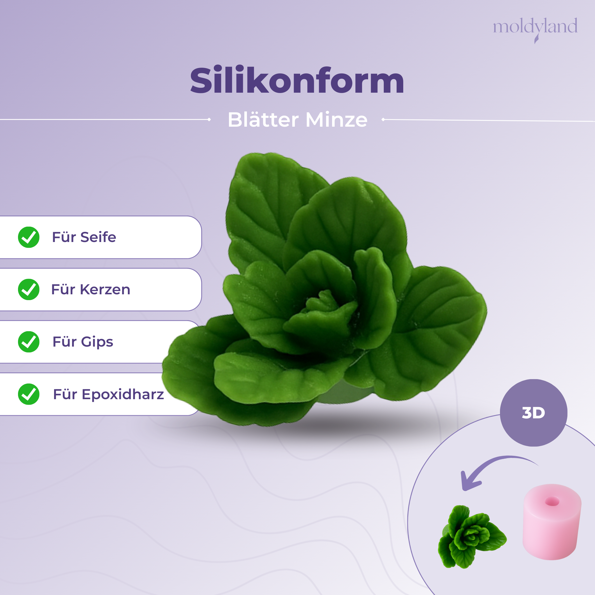 Silikonform 3D Blätter Minze