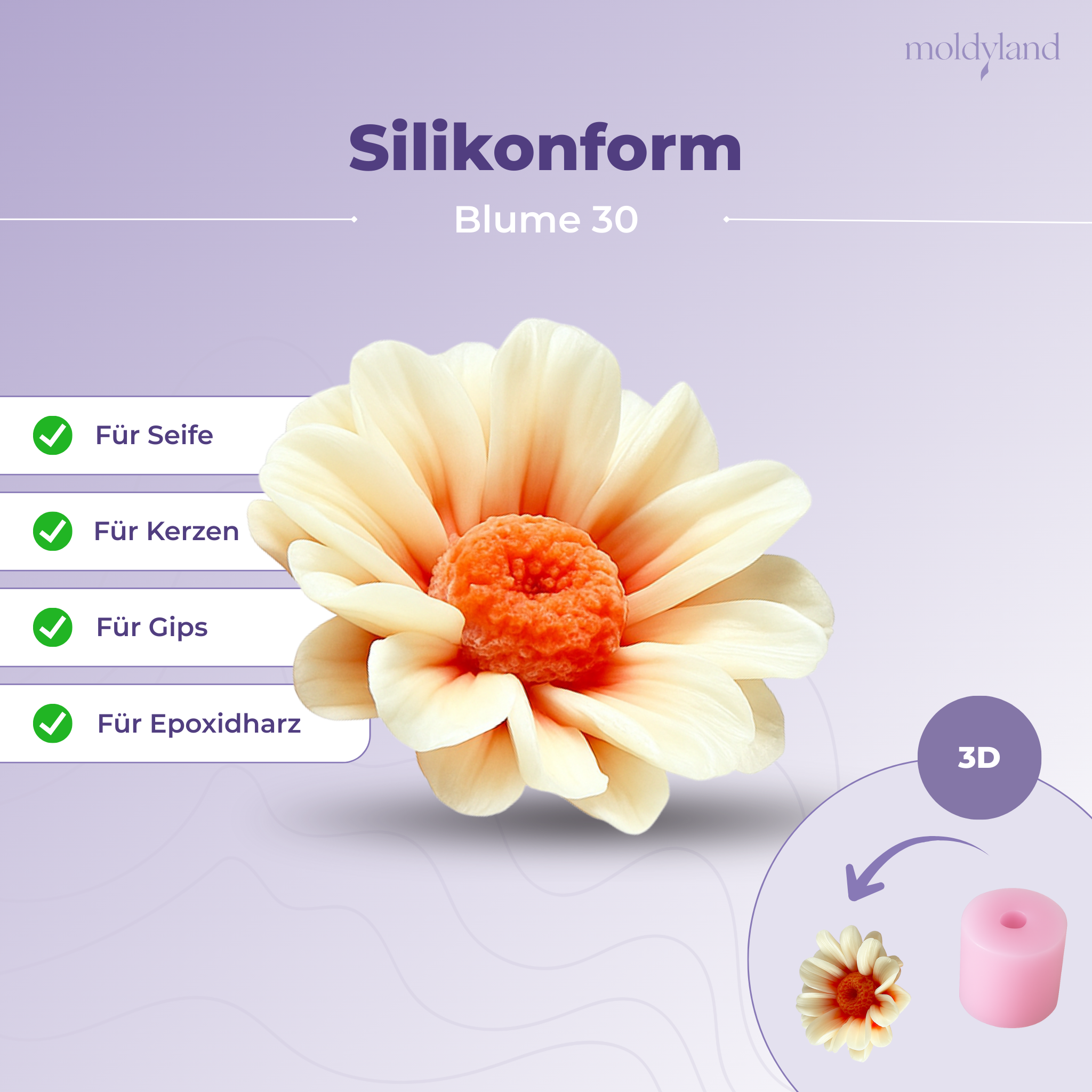 Silikonform 3D Blume 30