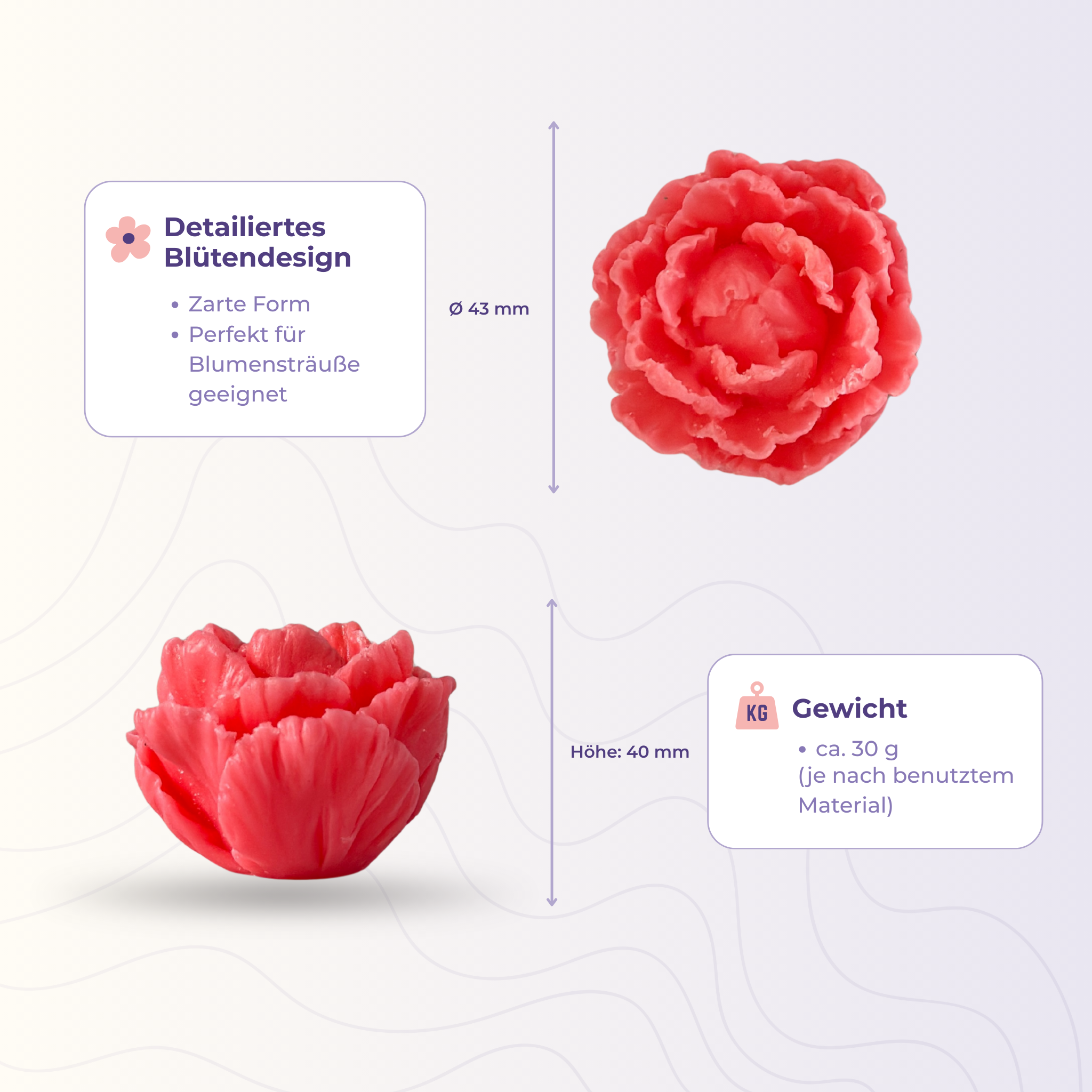 Silikonform 3D Blume 6 Mohn klein