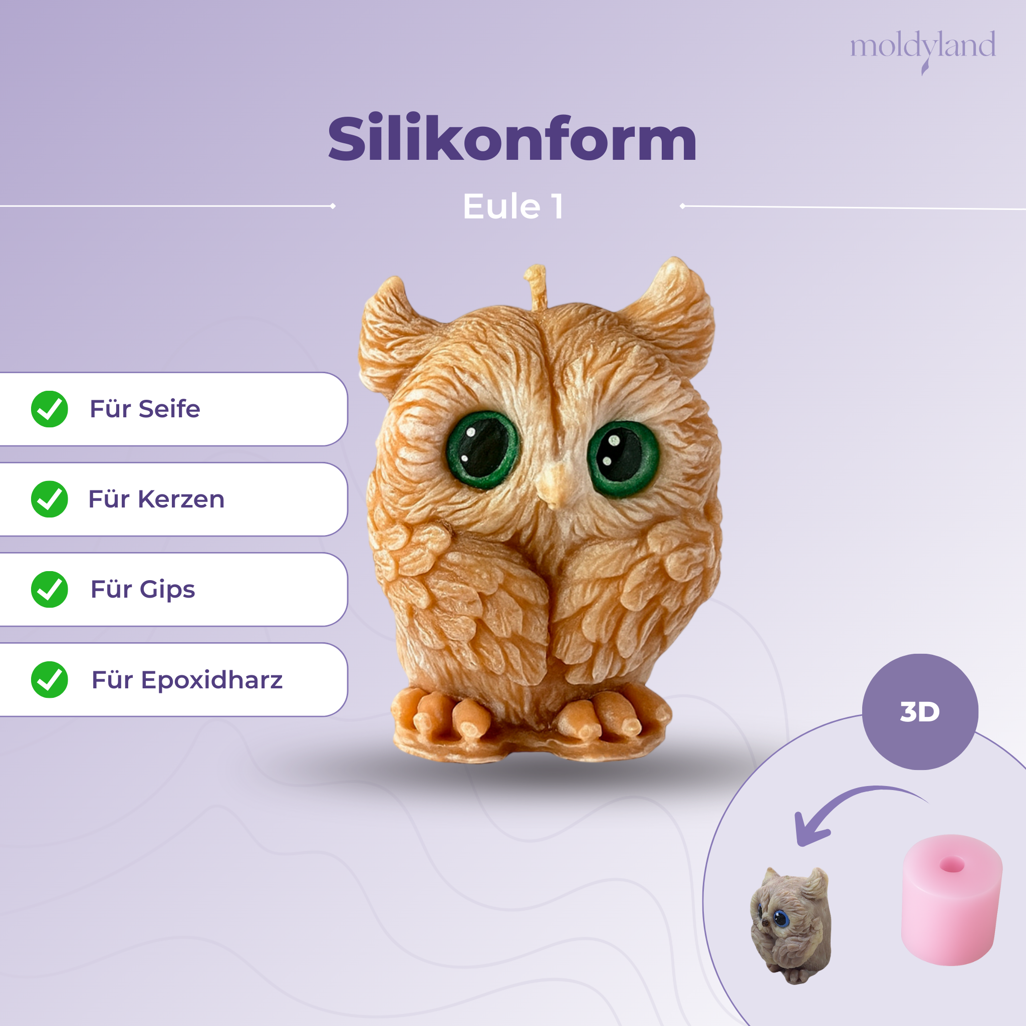 Silikonform 3D Tiere 7 Eule