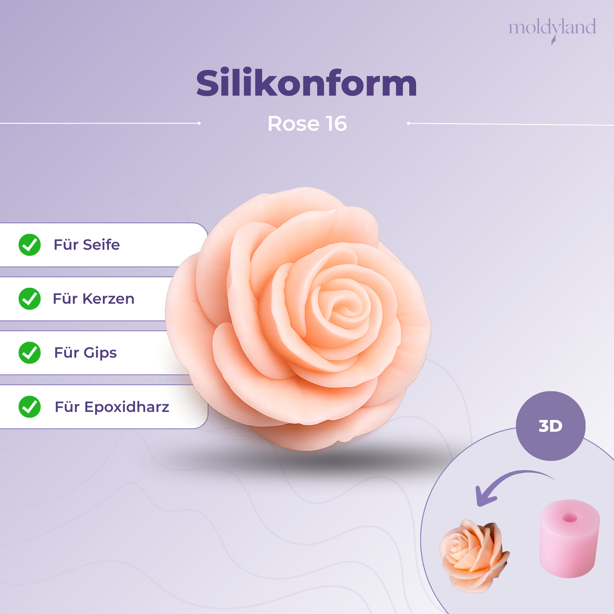 Silikonform 3D Rose 16