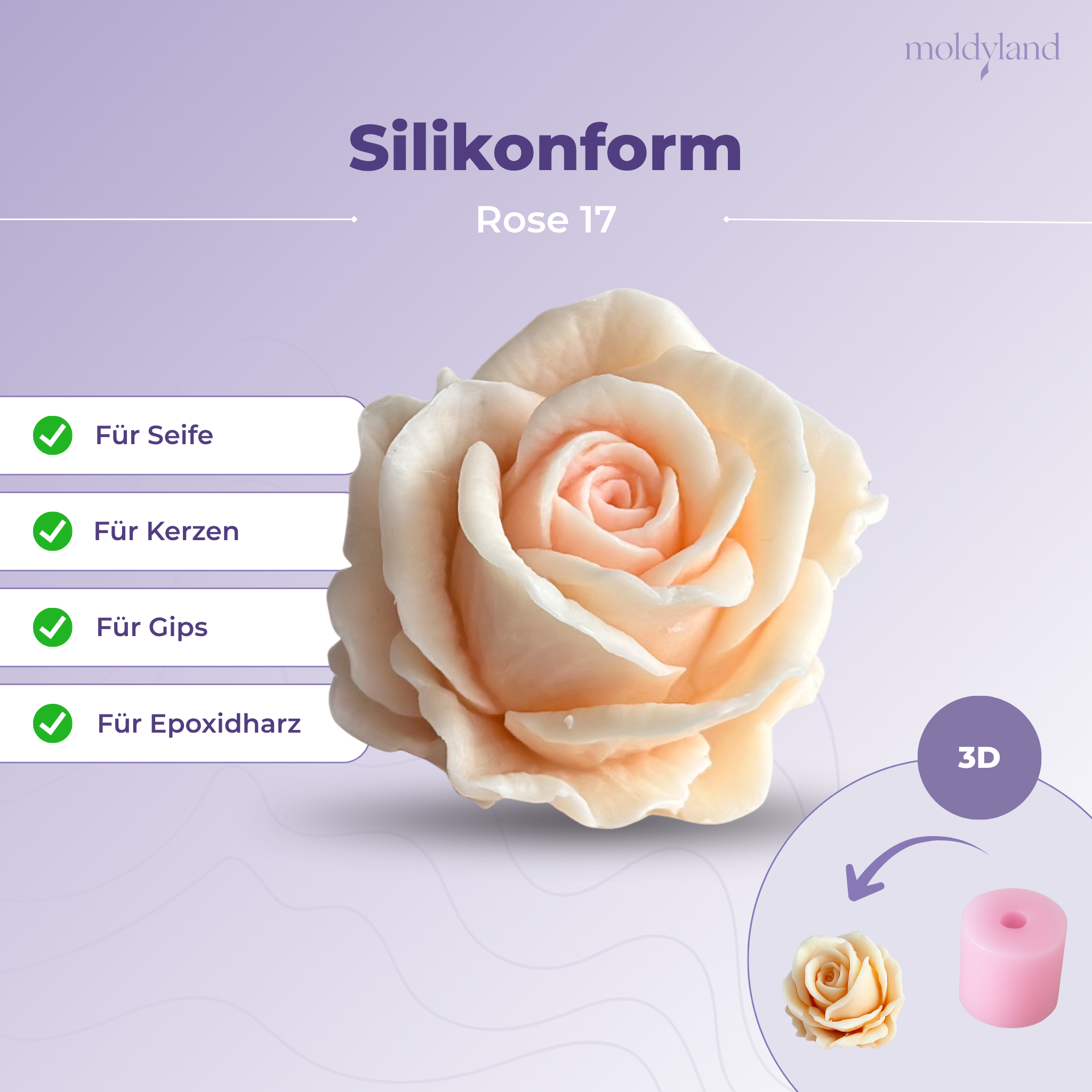 Silikonform 3D Rose 17