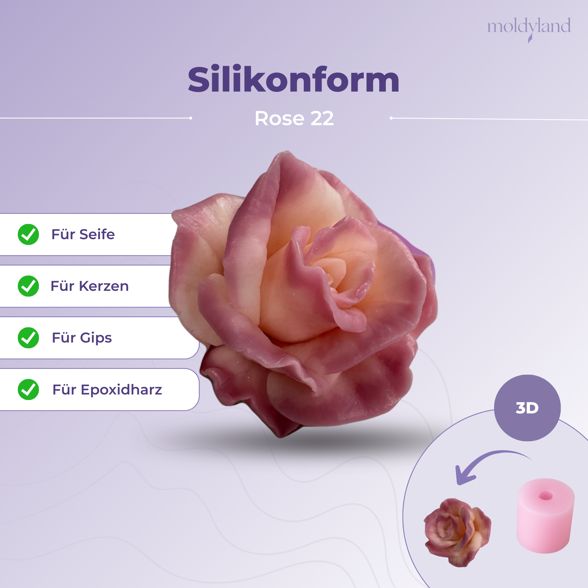 Silikonform 3D Rose 22