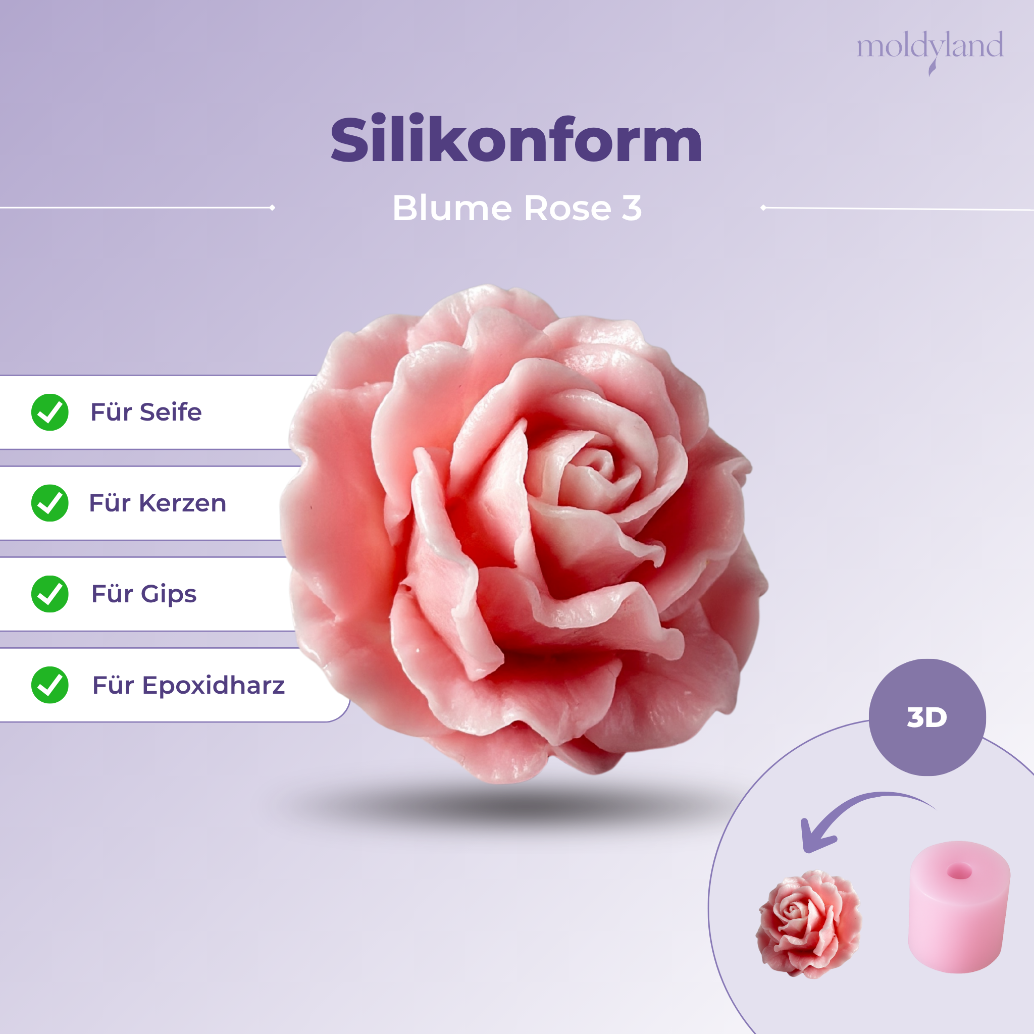 Silikonform 3D Rose 3