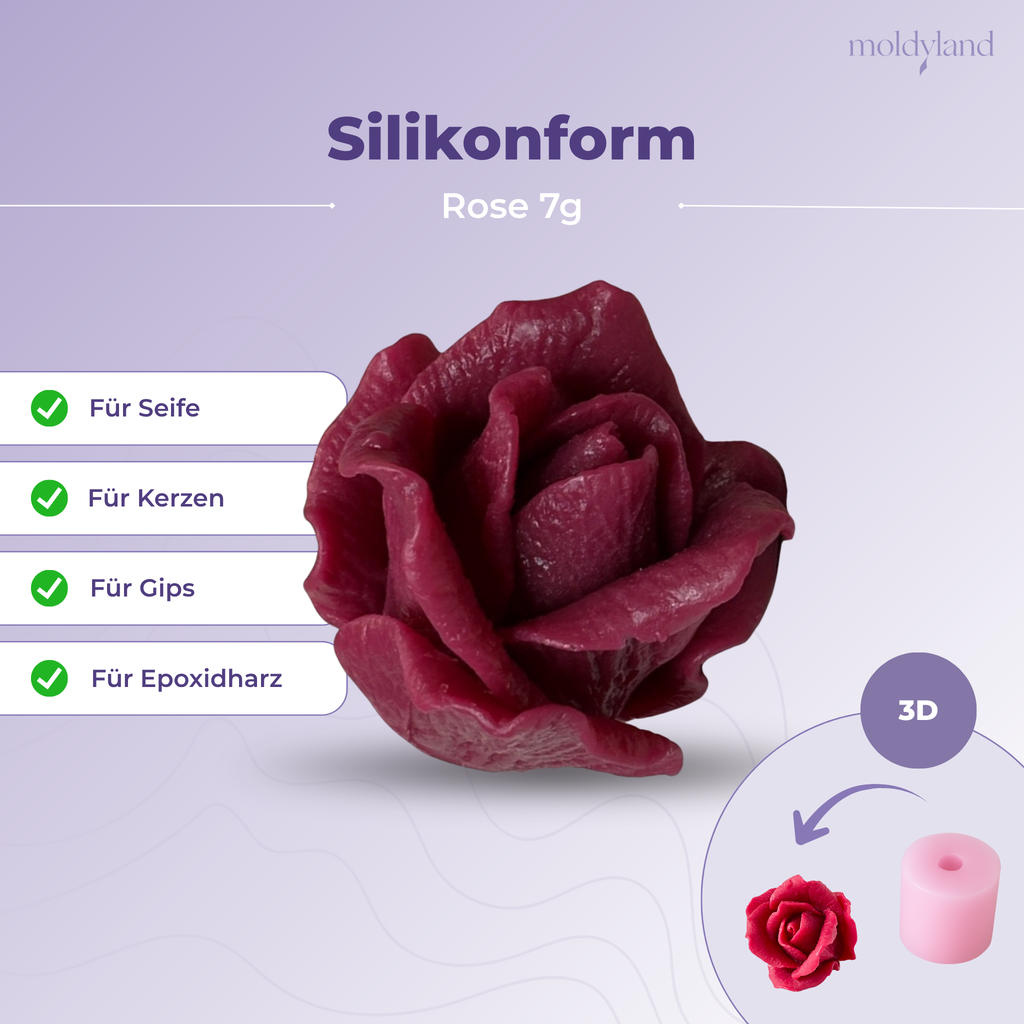 Silikonform 3D Rose 7 größer