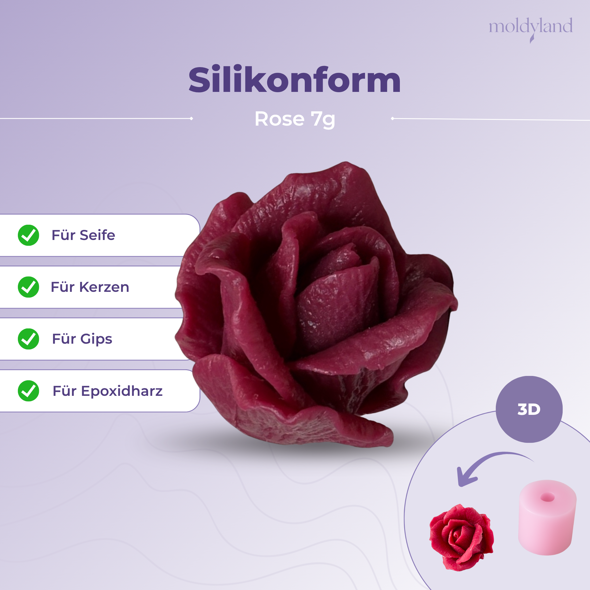 Silikonform 3D Rose 7 größer