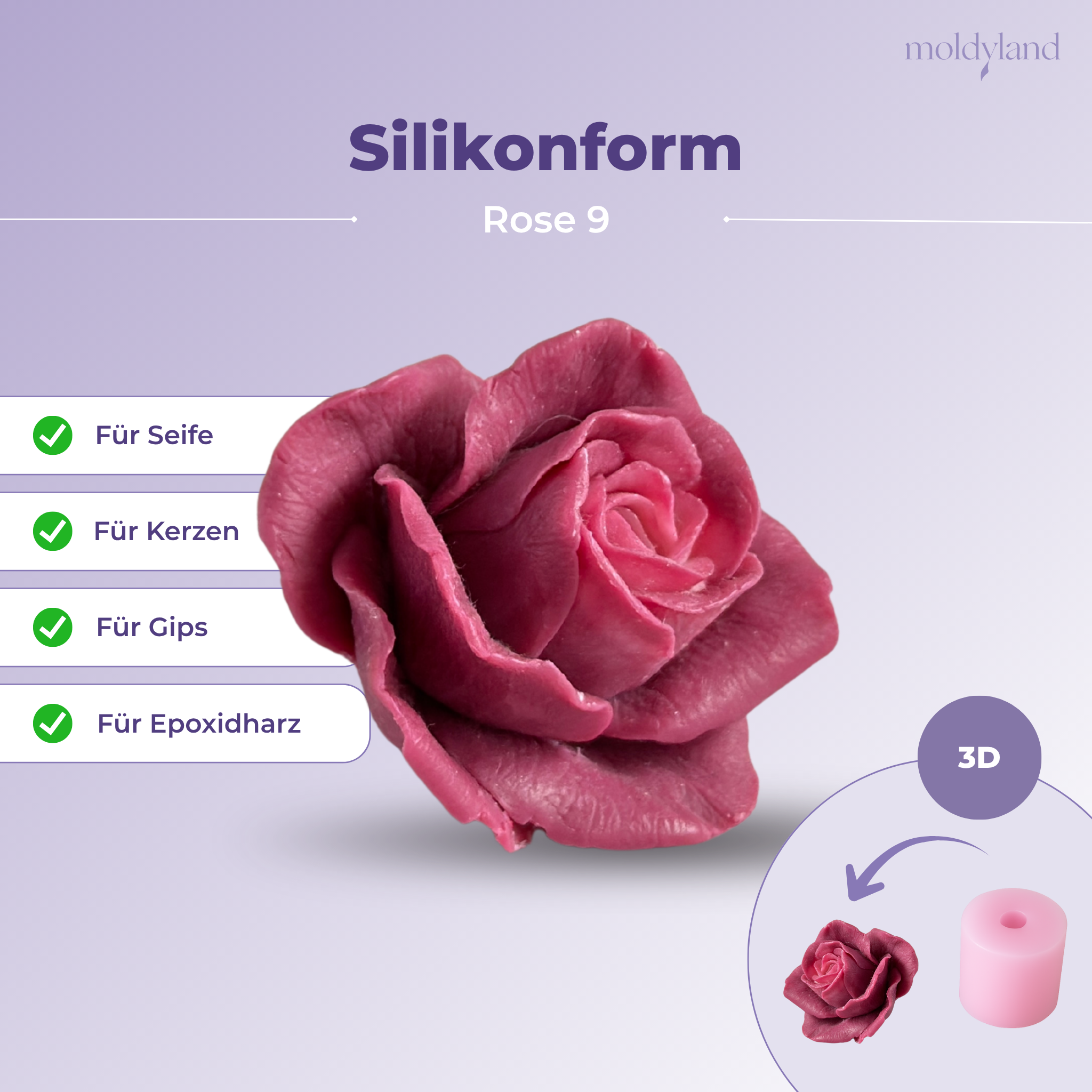 Silikonform 3D Rose 9