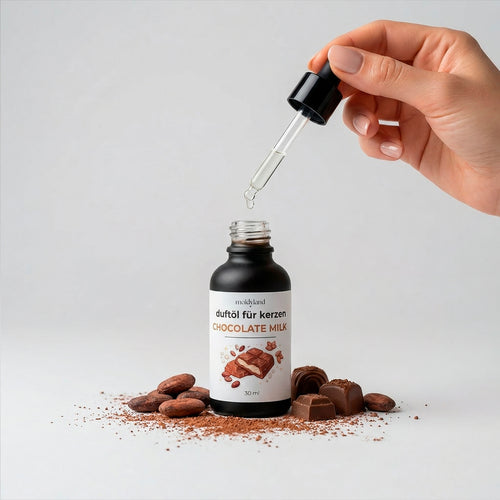 Chocolate Milk Duftöl für Kerzen – Anwendung mit Pipette und Schokolade