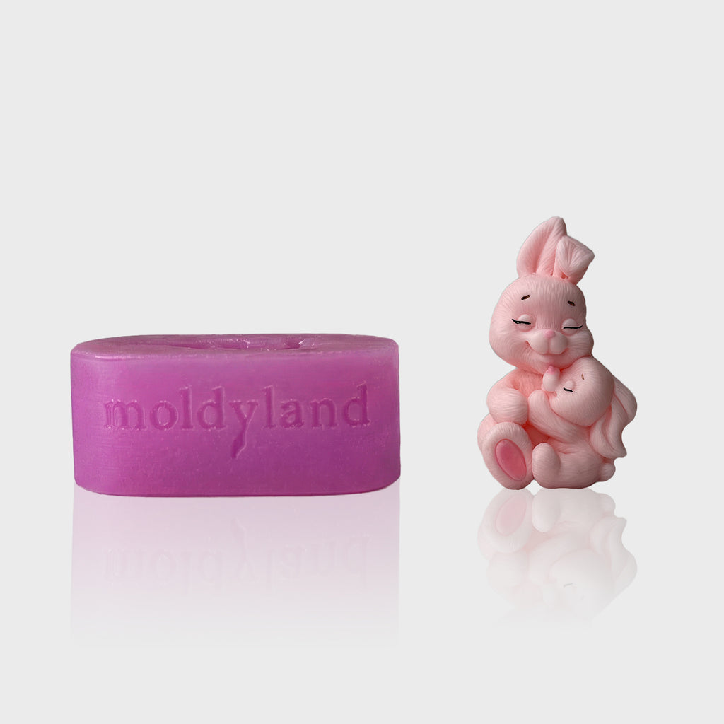 Silikonform 2D Hasen Mama und Kind für Seife und Gips – Moldyland
